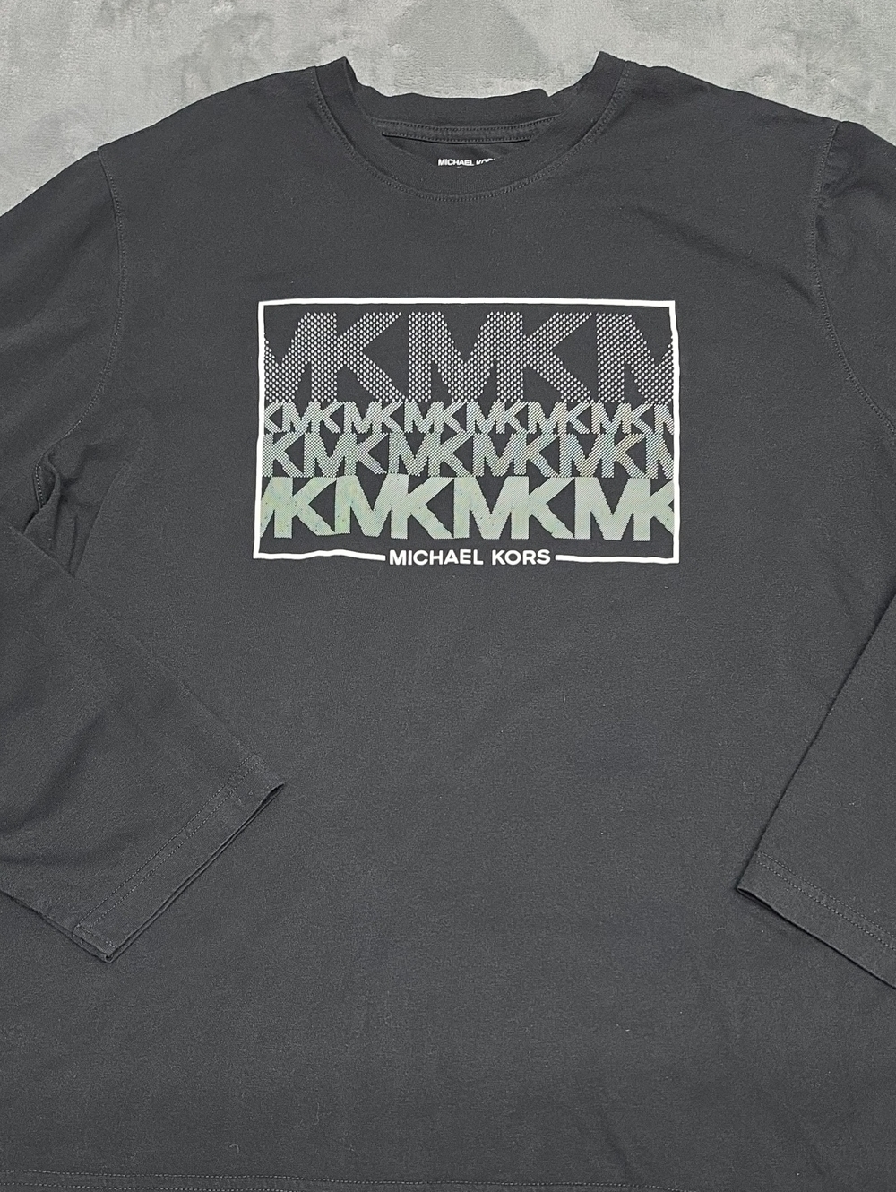 Michael Kors Black Long Sleeve Tee with Gradient MK Logo